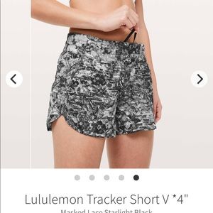 Lululemon Tracker Short V*4, masked lace starlight black